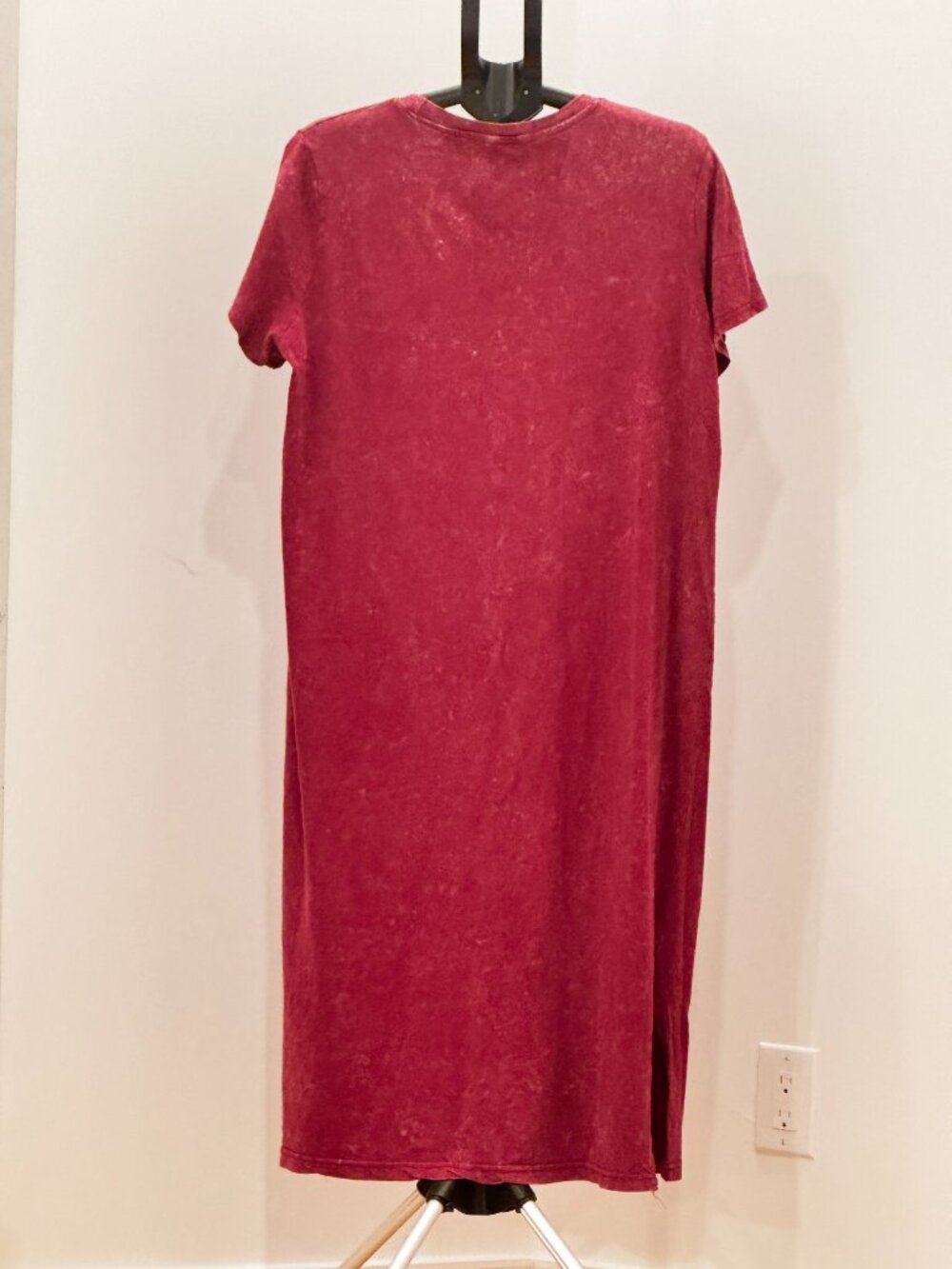Time and Tru Maroon Mineral Wash T-Shirt Dress Pocket XXL Like New - Picture 4 of 7